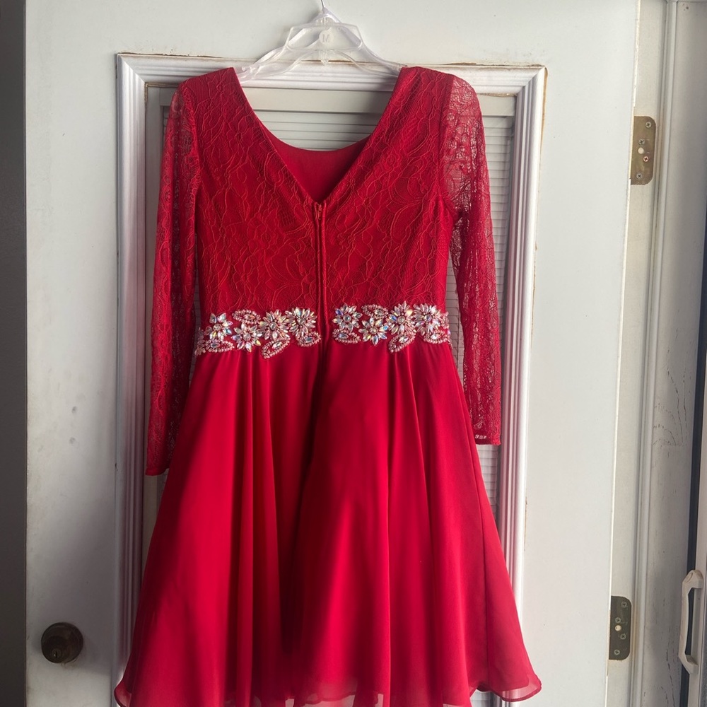 Red long sleeve dress